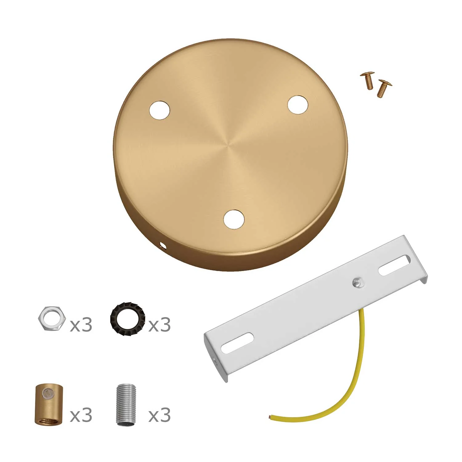 Cylindrical ceiling rose kit in metal with 3 holes - Satin bronze - Image 8