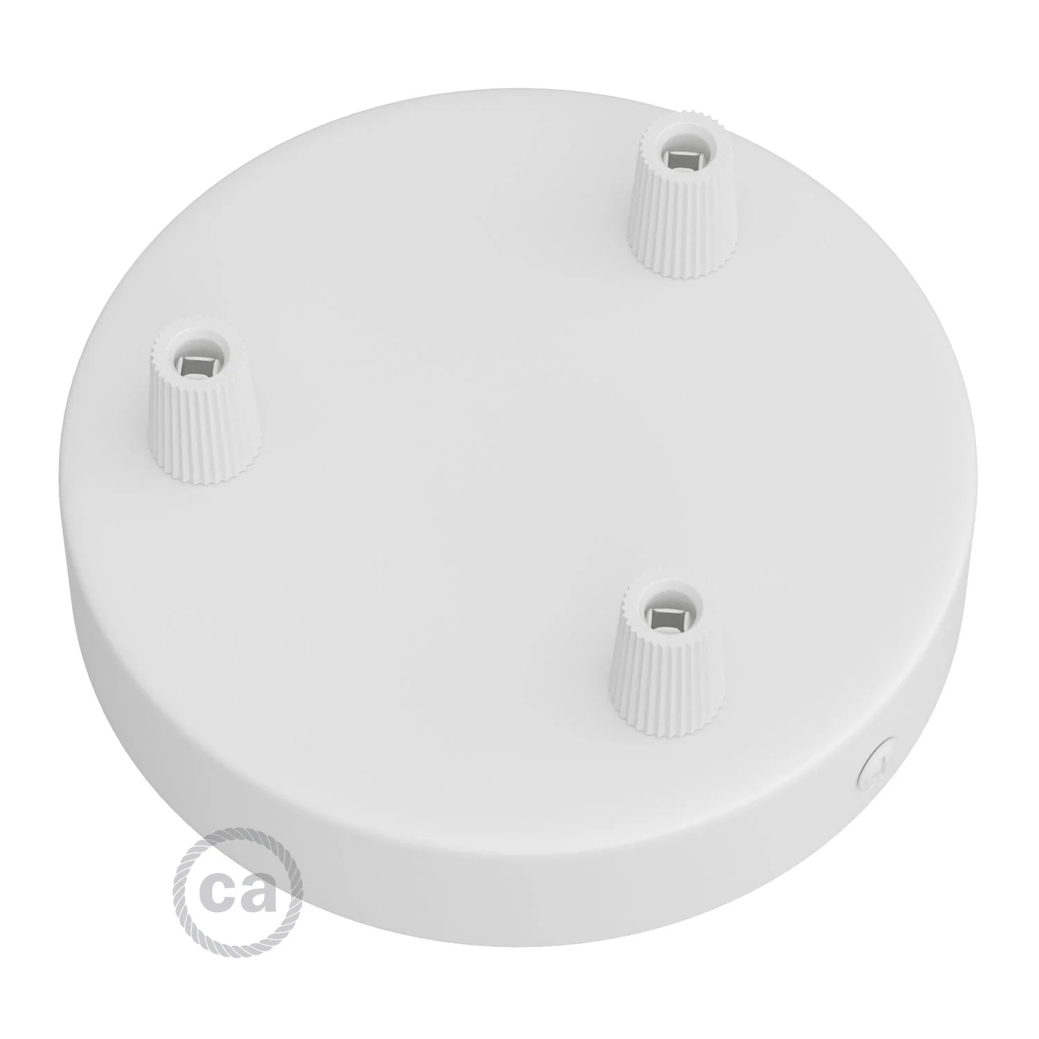 Cylindrical metal ceiling rose kit with 3 holes - Matt white - Image 2