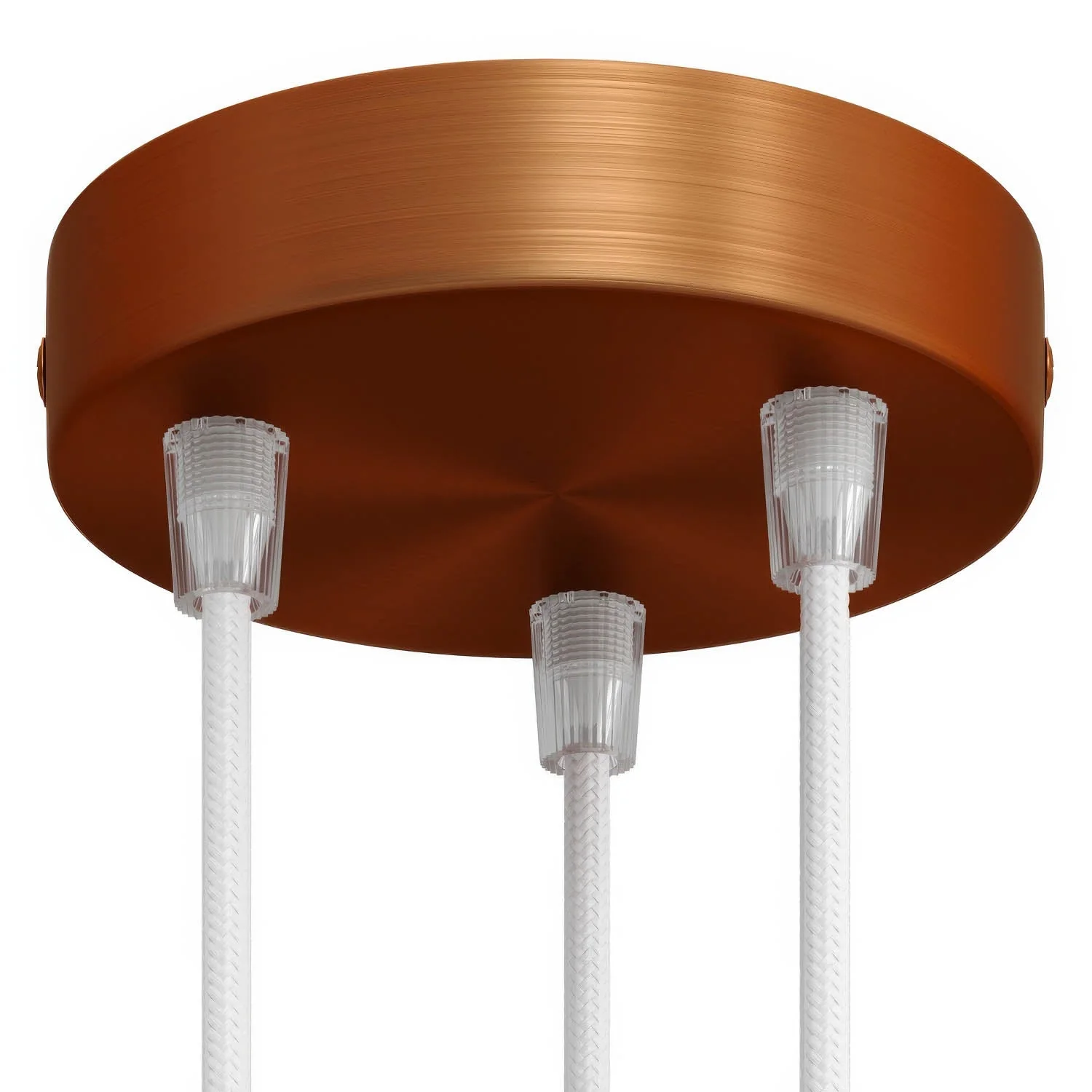 Cylindrical ceiling rose kit in metal with 3 holes - Satin copper