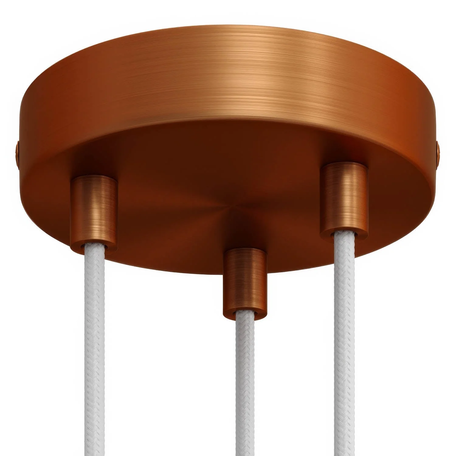 Cylindrical ceiling rose kit in metal with 3 holes - Satin copper - Image 6