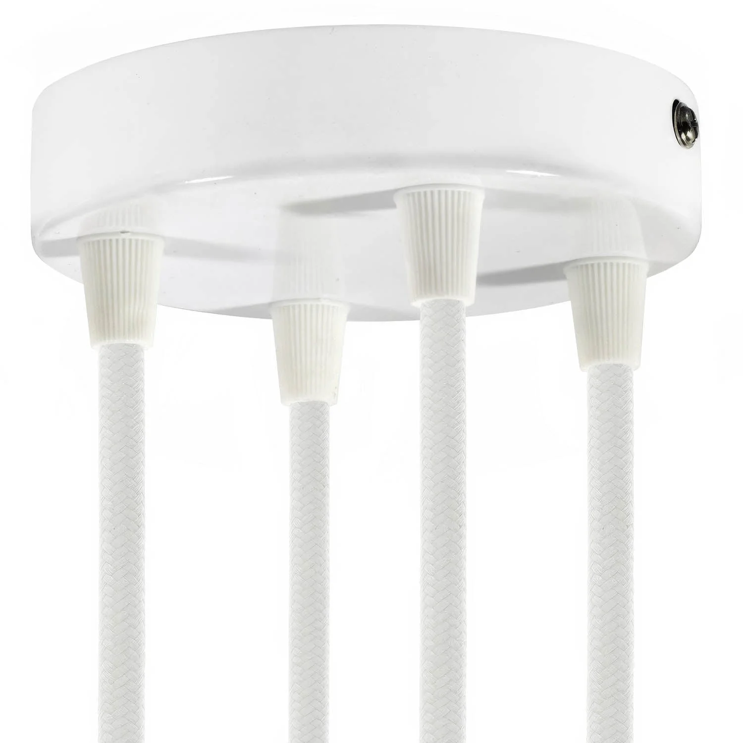 Cylindrical ceiling rose kit in metal with 4 holes - Glossy white