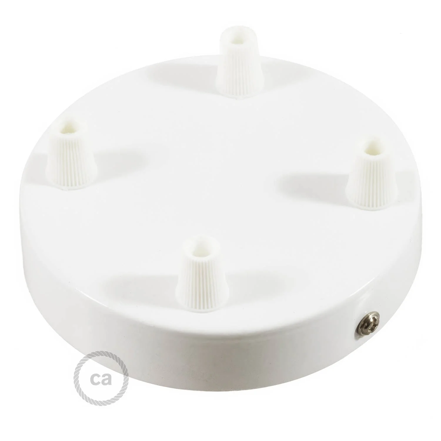 Cylindrical ceiling rose kit in metal with 4 holes - Glossy white - Image 2