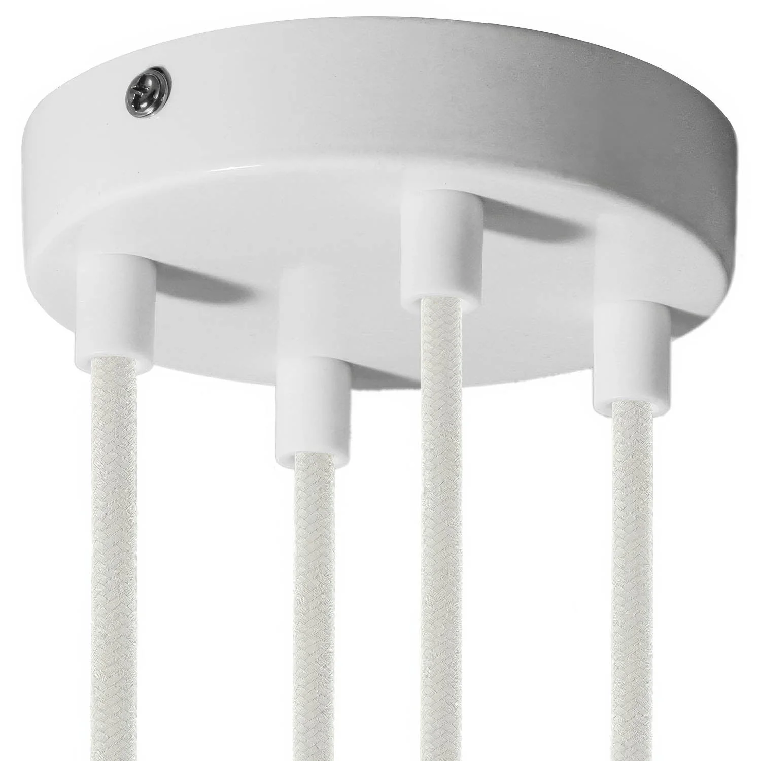 Cylindrical ceiling rose kit in metal with 4 holes - Glossy white - Image 6