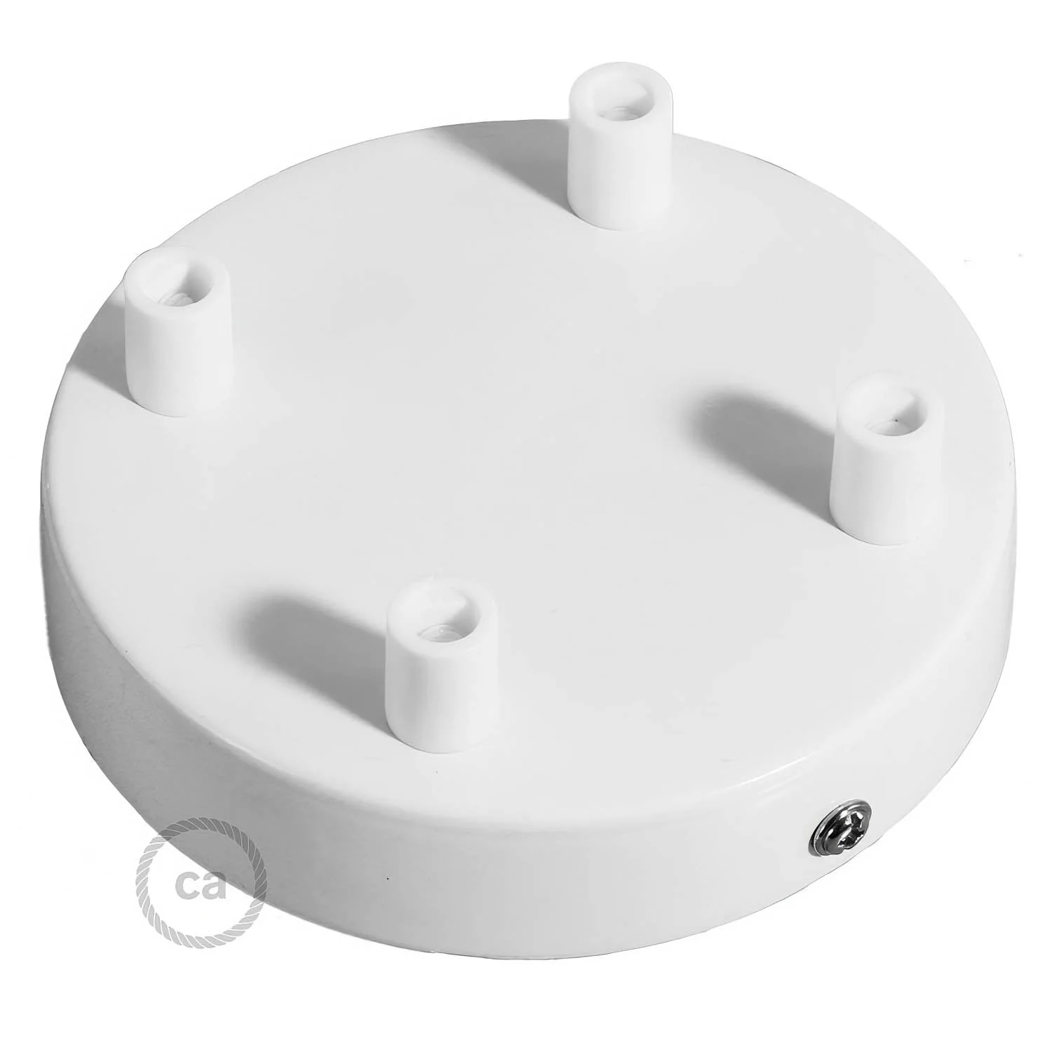 Cylindrical ceiling rose kit in metal with 4 holes - Glossy white - Image 7