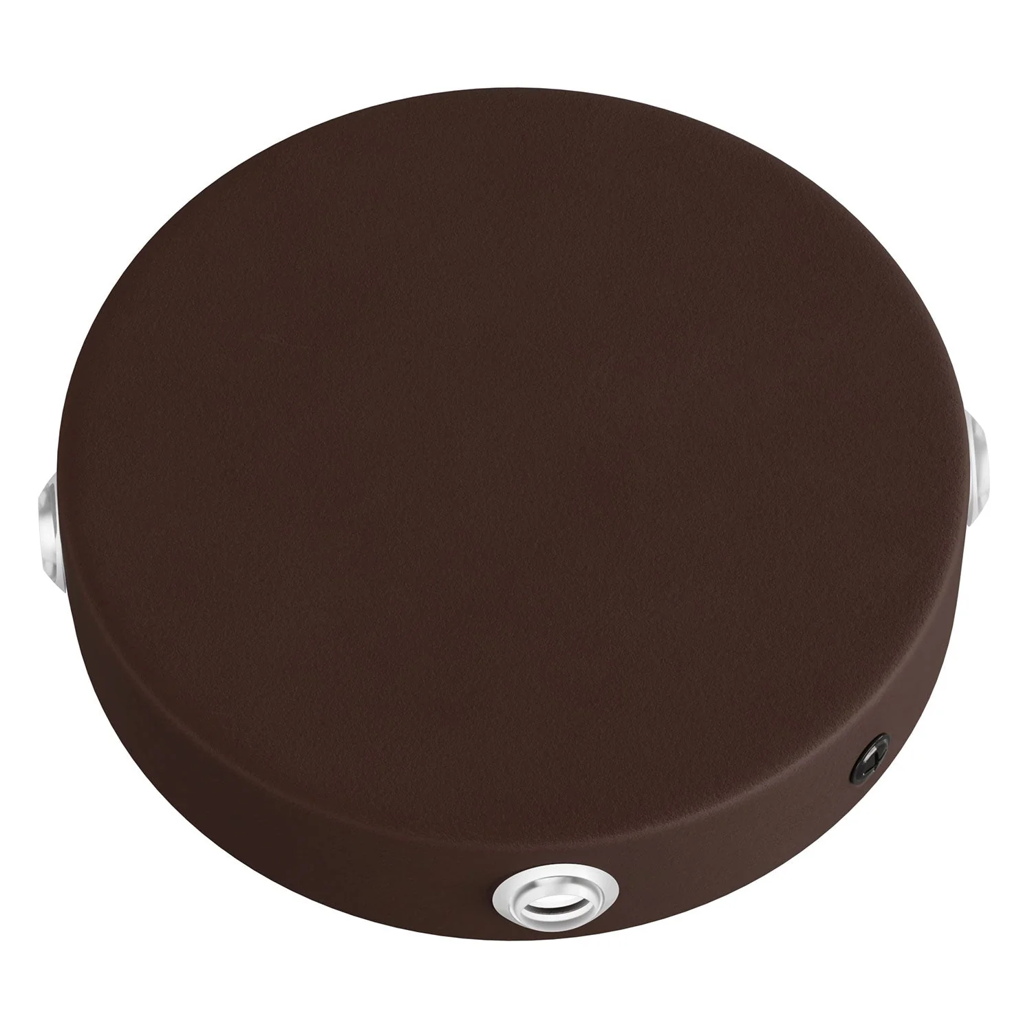 Cylindrical metal ceiling rose kit with 4 side holes (junction box) - Dark rust painted - Image 2