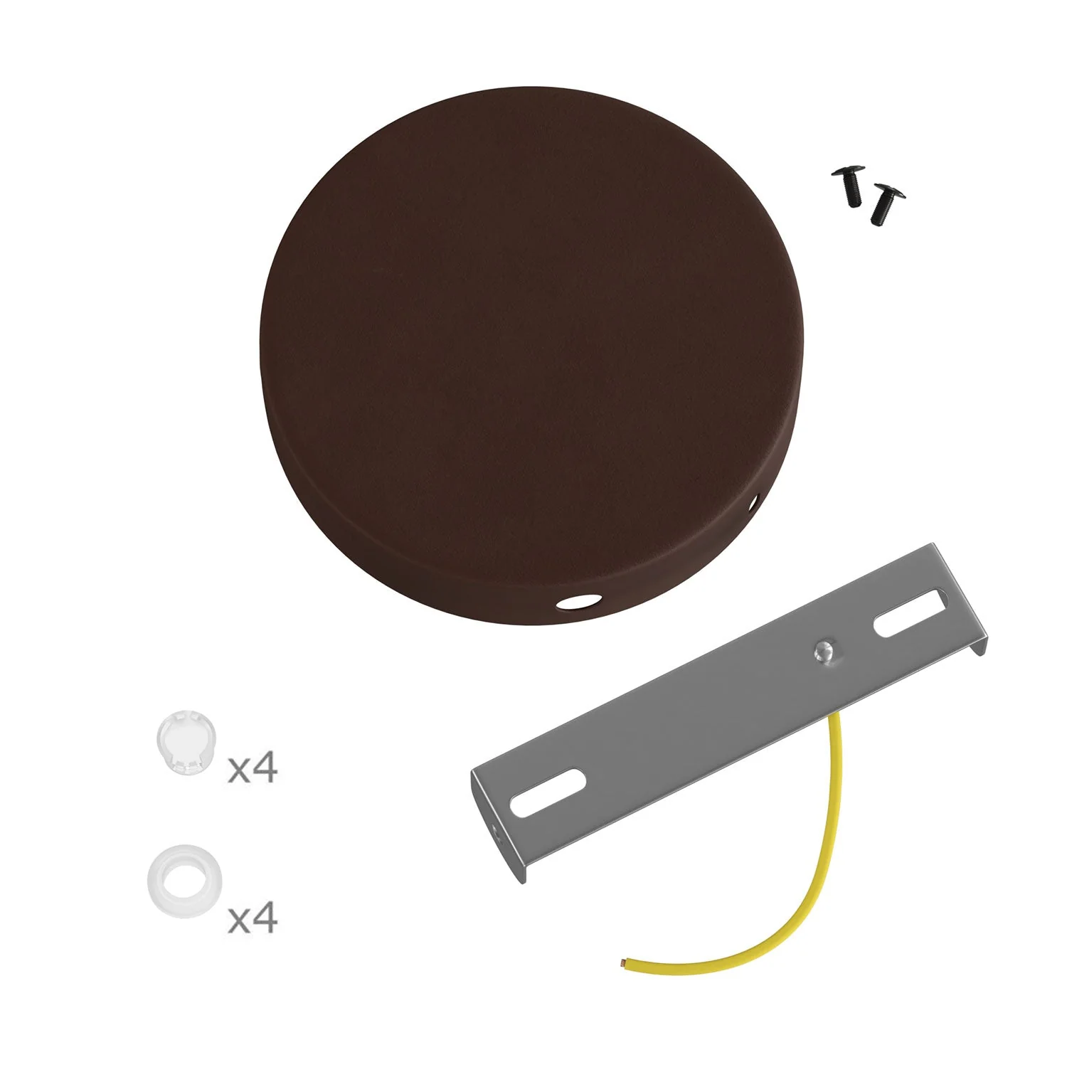 Cylindrical metal ceiling rose kit with 4 side holes (junction box) - Dark rust painted - Image 3