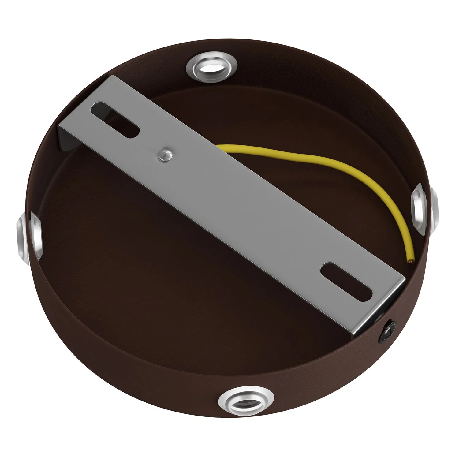 Cylindrical metal ceiling rose kit with 4 side holes (junction box) - Dark rust painted - Image 4