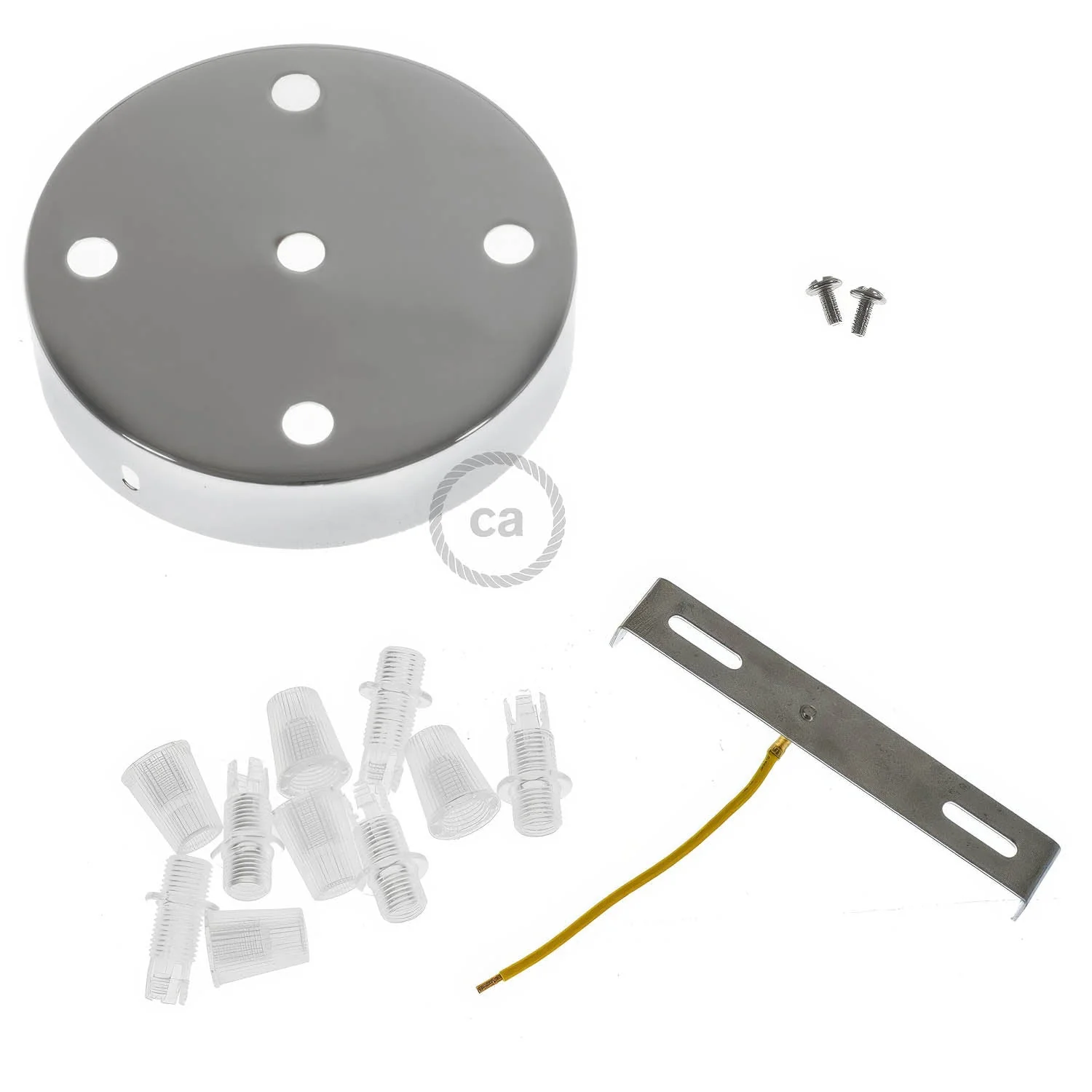 5-hole cylindrical metal ceiling rose kit - Chrome - Image 3