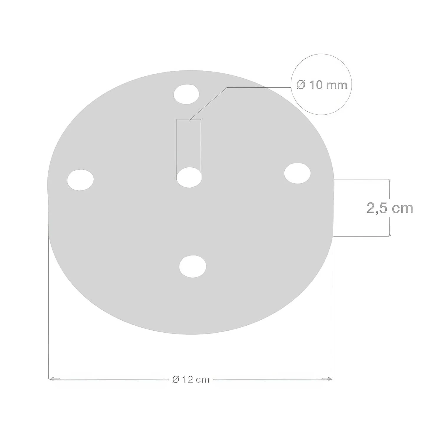 5-hole cylindrical metal ceiling rose kit - Chrome - Image 5