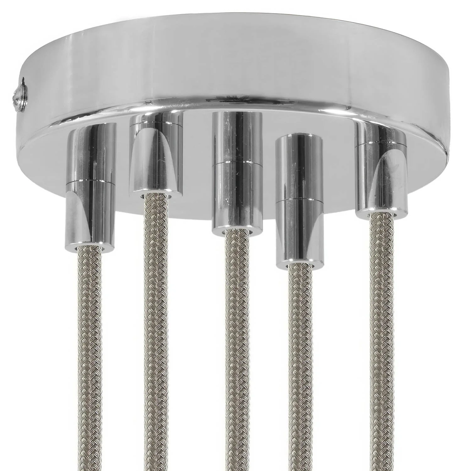 5-hole cylindrical metal ceiling rose kit - Chrome - Image 6