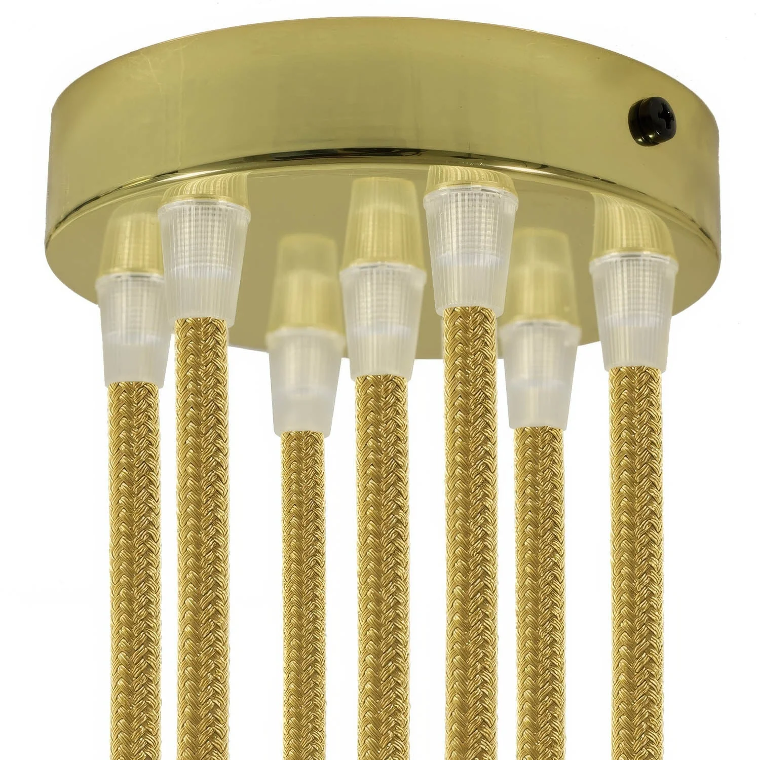 7-hole cylindrical metal ceiling rose kit - Brass