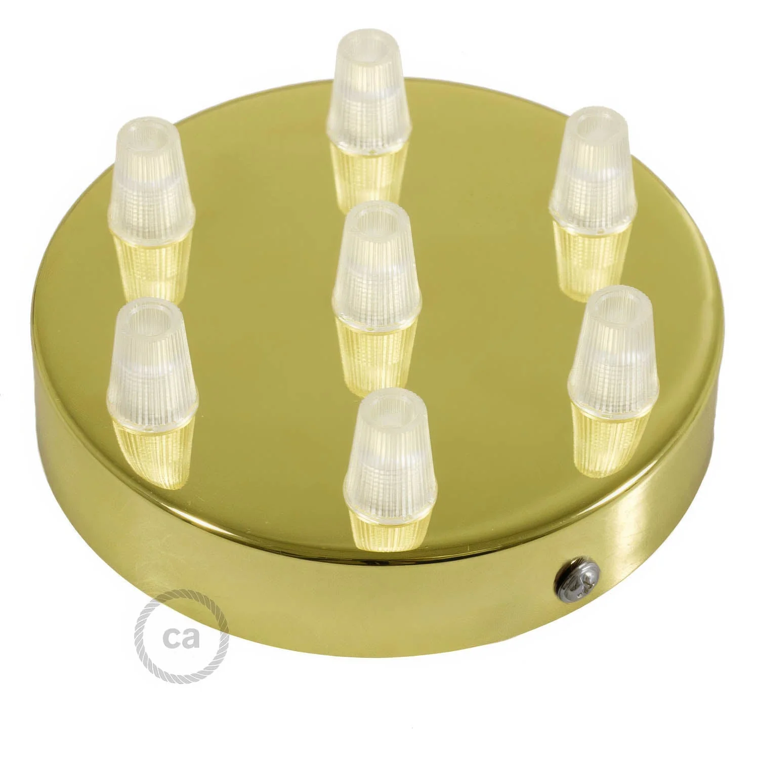 7-hole cylindrical metal ceiling rose kit - Brass - Image 2