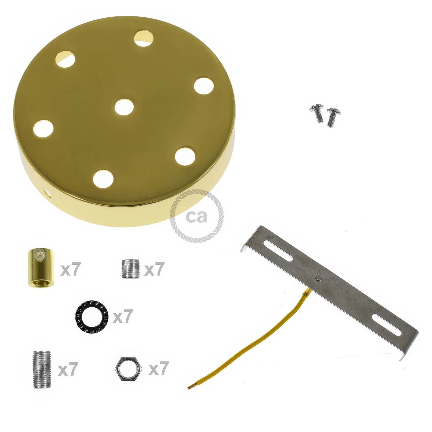 7-hole cylindrical metal ceiling rose kit - Brass - Image 8