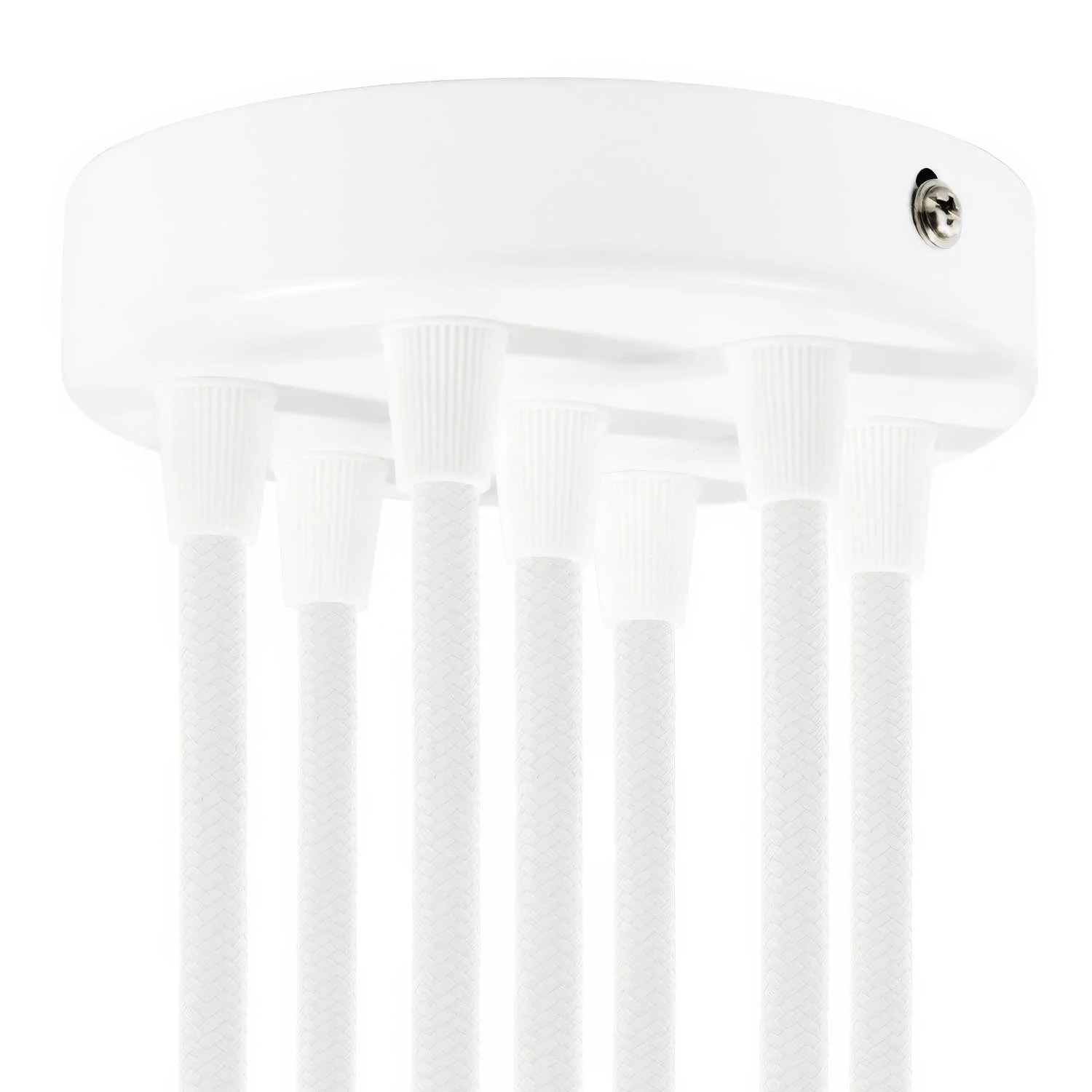 Cylindrical metal ceiling rose kit with 7 holes - Glossy white