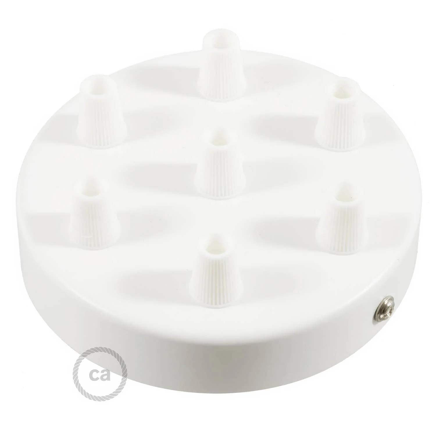 Cylindrical metal ceiling rose kit with 7 holes - Glossy white - Image 2