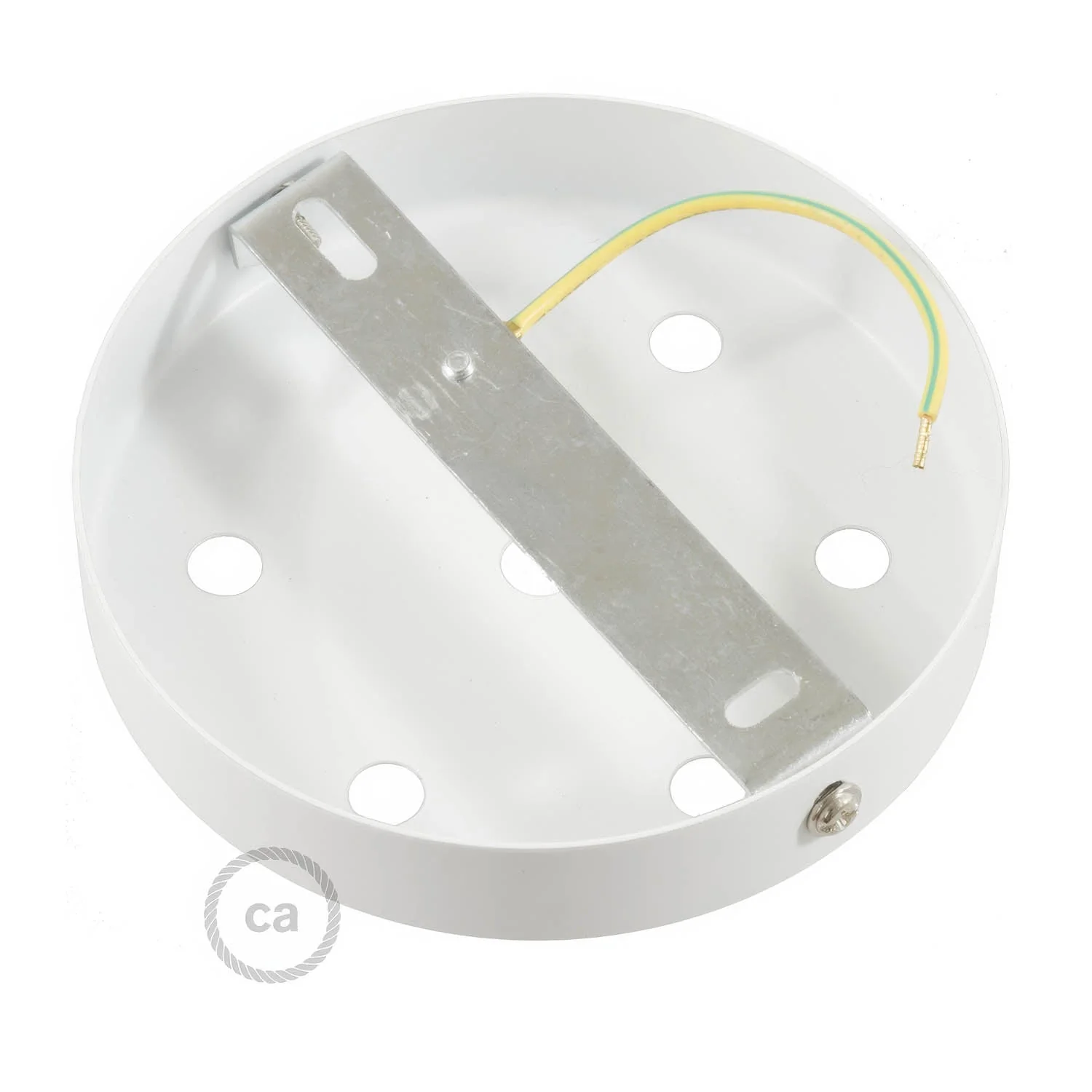 Cylindrical metal ceiling rose kit with 7 holes - Glossy white - Image 4