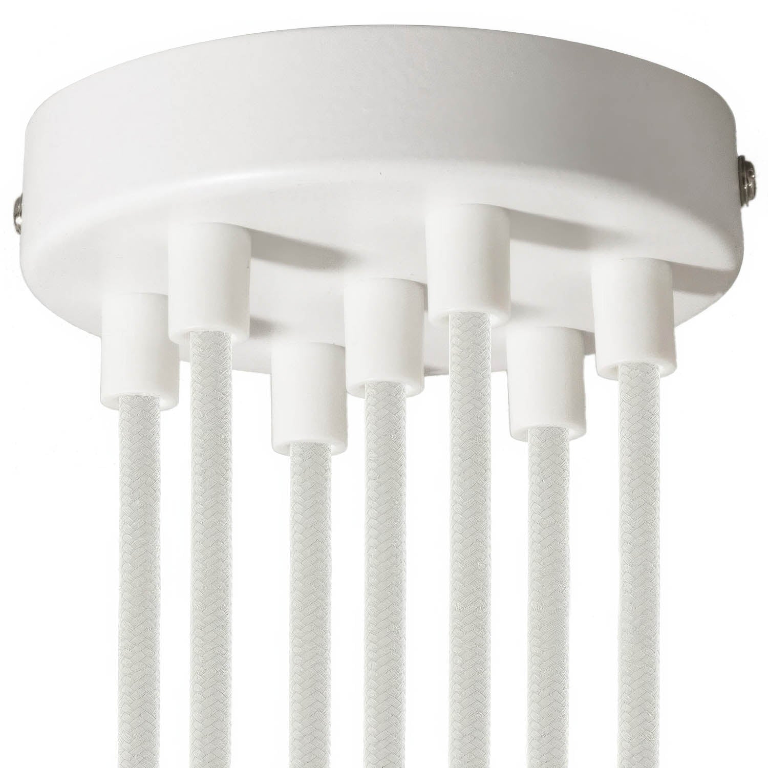 Cylindrical metal ceiling rose kit with 7 holes - Glossy white - Image 6