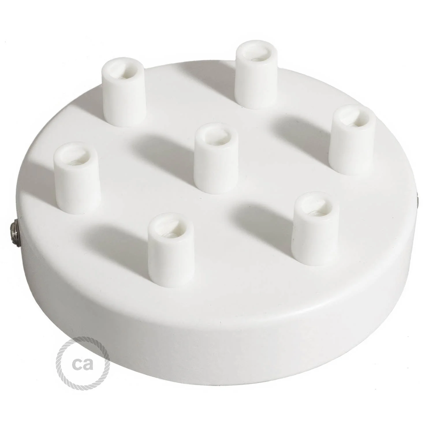 Cylindrical metal ceiling rose kit with 7 holes - Glossy white - Image 7
