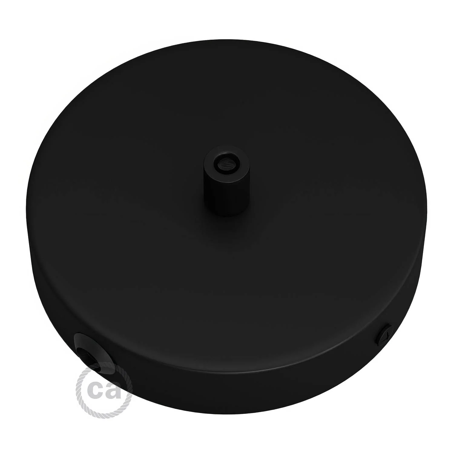 Cylindrical ceiling rose kit in metal with 1 central hole and 2 side holes - Black - Image 7