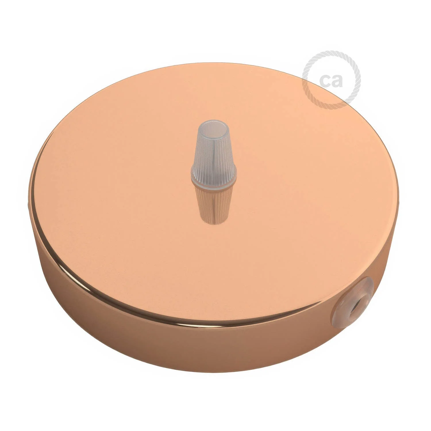 Cylindrical metal ceiling rose kit with 1 central hole and 2 side holes - Copper - Image 2