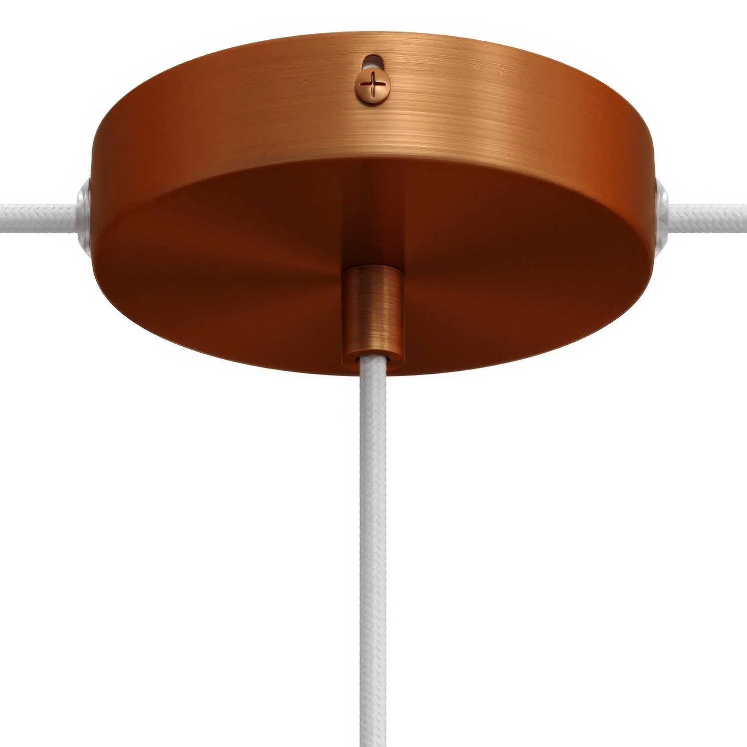 Cylindrical metal ceiling rose kit with 1 central hole and 2 side holes - Satin copper - Image 6
