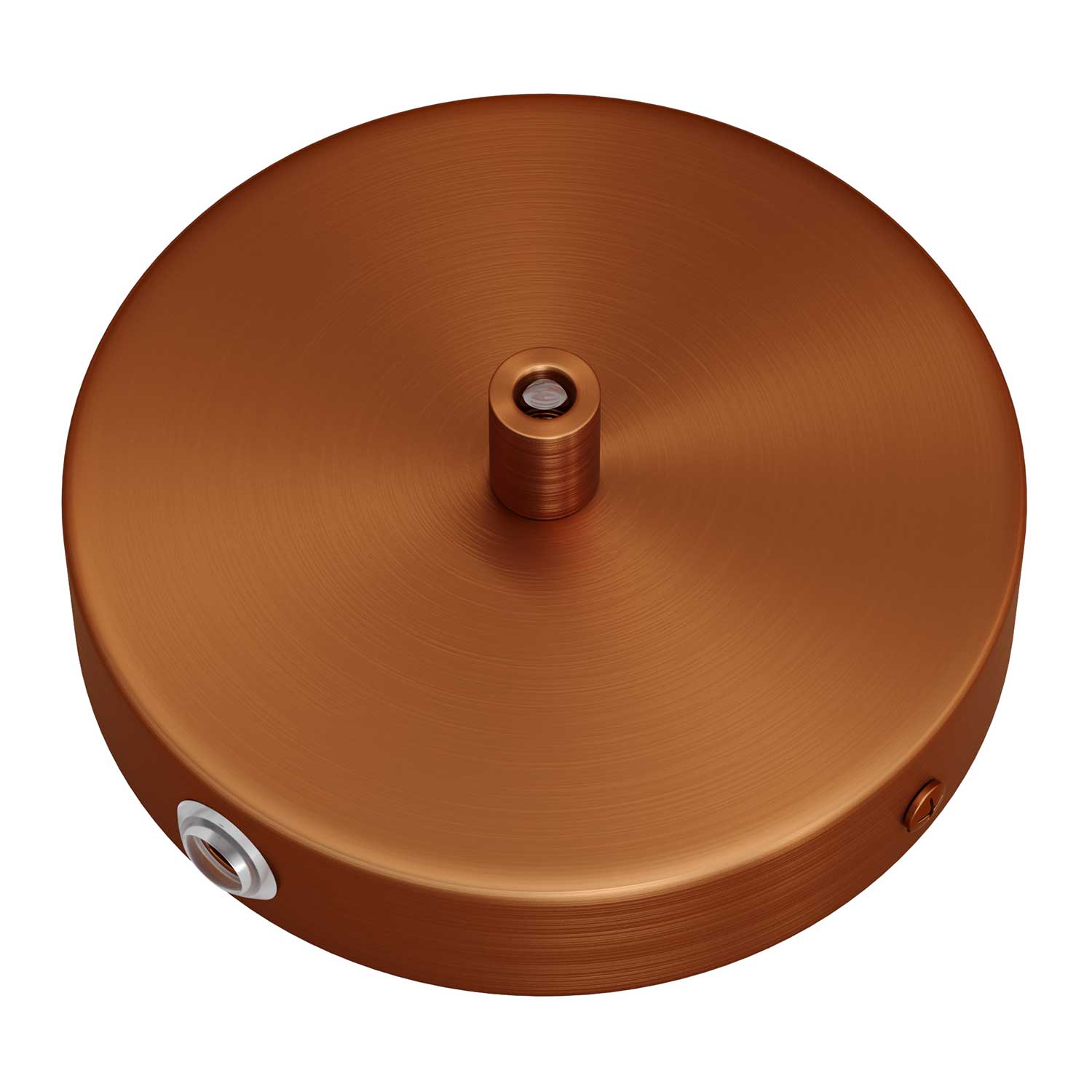 Cylindrical metal ceiling rose kit with 1 central hole and 2 side holes - Satin copper - Image 7