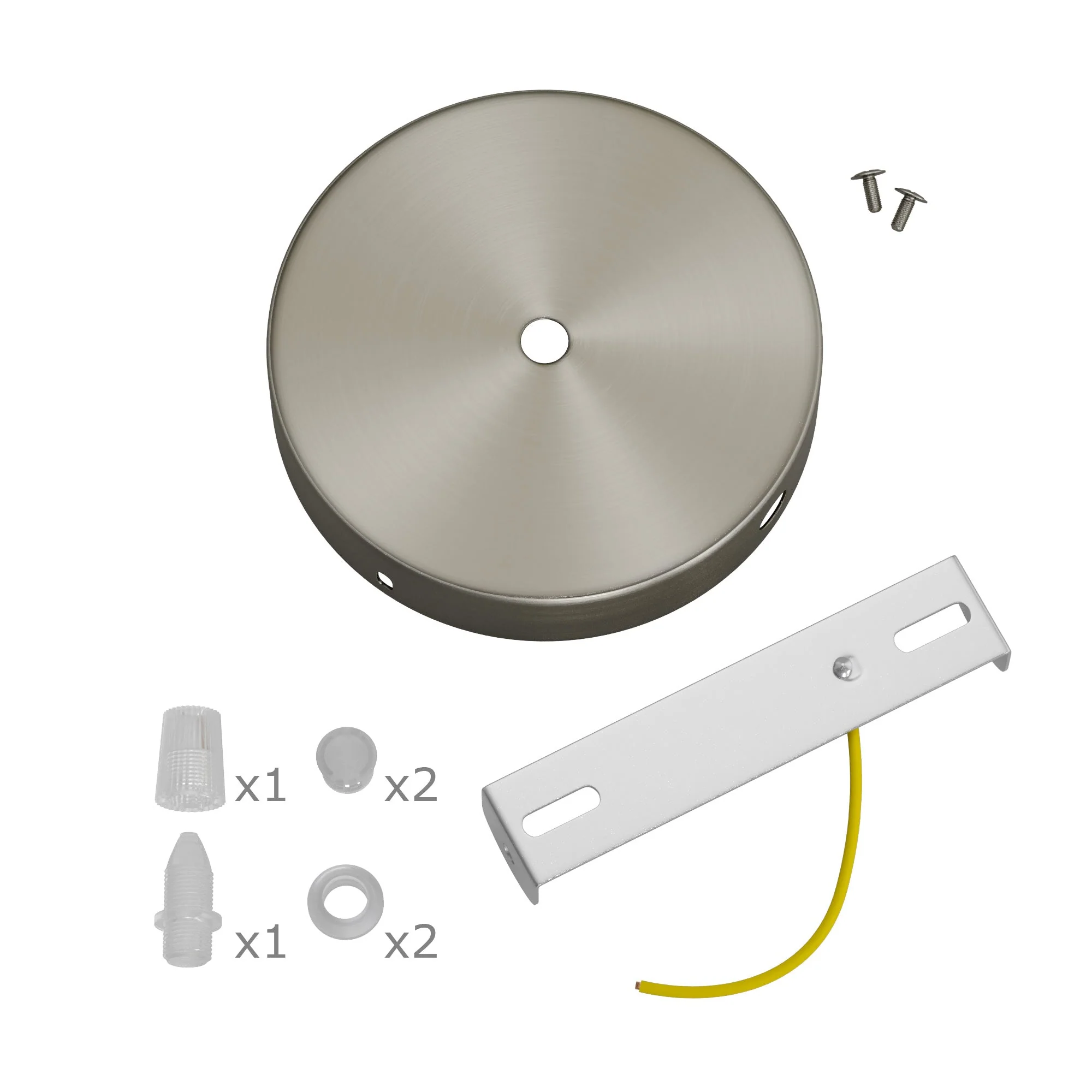 Cylindrical ceiling rose kit in metal with 1 central hole and 2 side holes - Satin titanium - Image 3