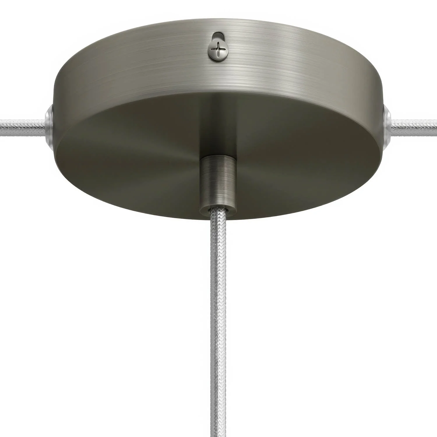 Cylindrical ceiling rose kit in metal with 1 central hole and 2 side holes - Satin titanium - Image 6