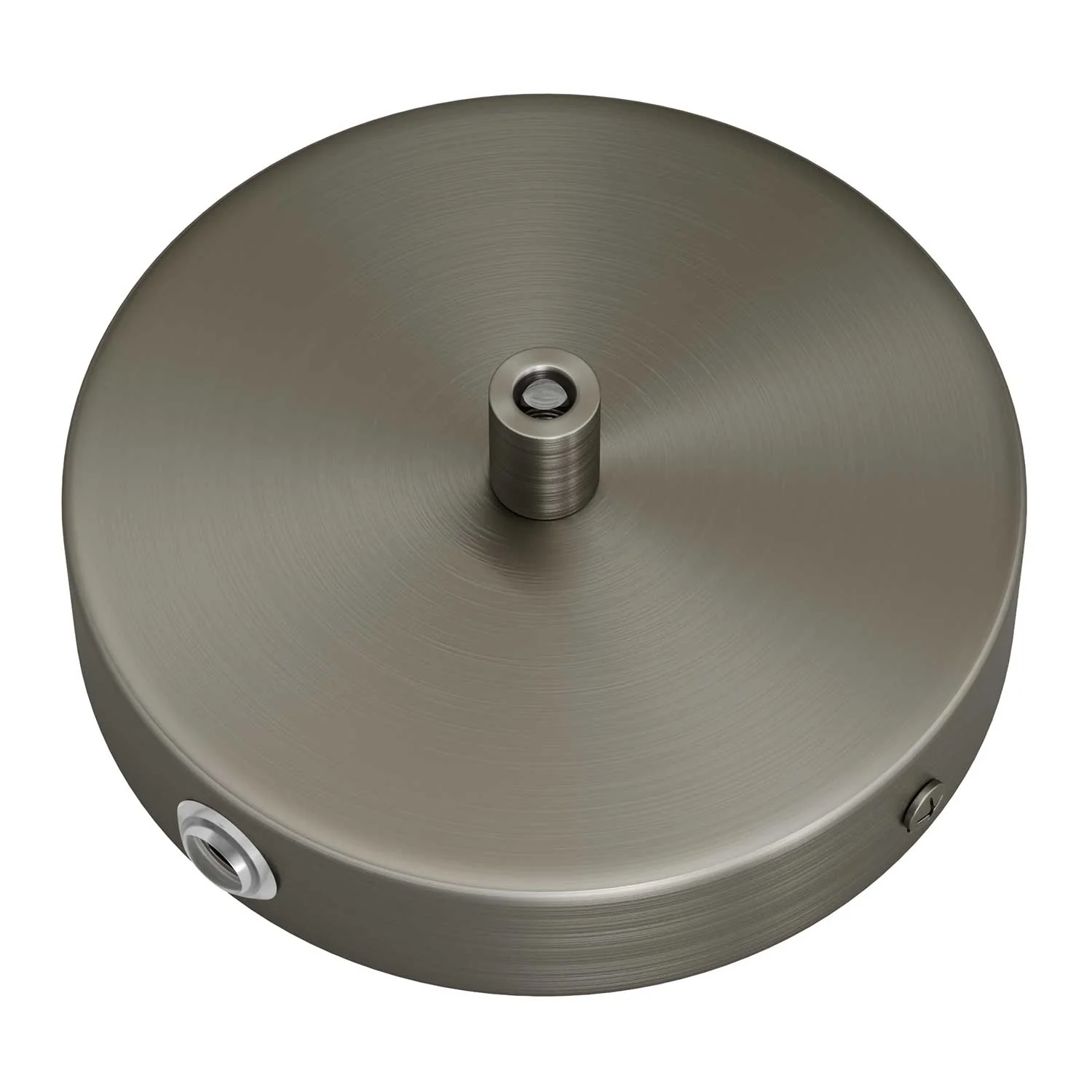 Cylindrical ceiling rose kit in metal with 1 central hole and 2 side holes - Satin titanium - Image 7