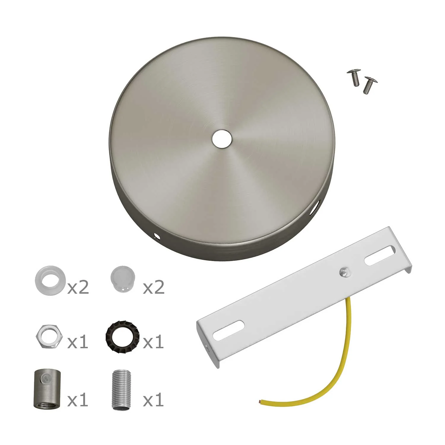 Cylindrical ceiling rose kit in metal with 1 central hole and 2 side holes - Satin titanium - Image 8