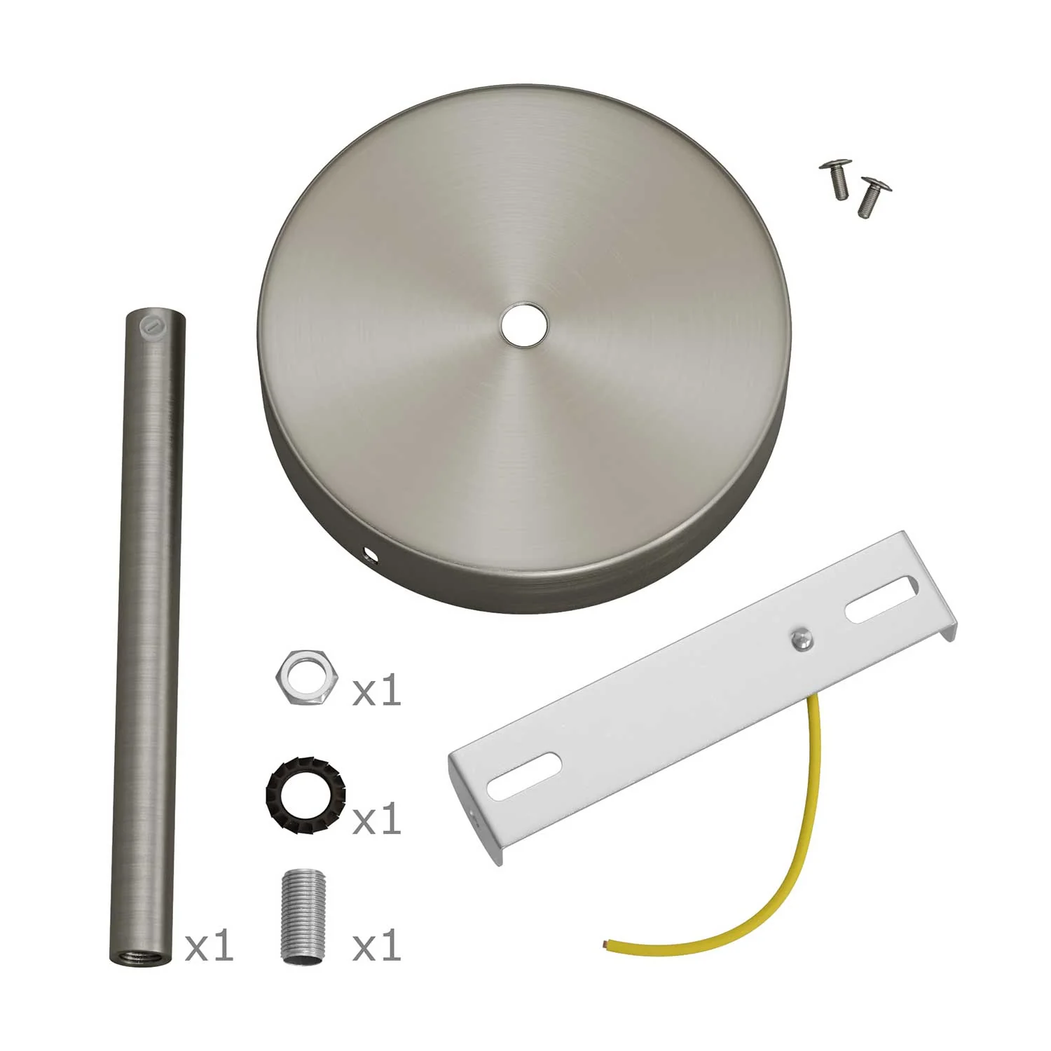 Cylindrical ceiling rose kit in metal with 15 cm cable clamp - Satin titanium - Image 3