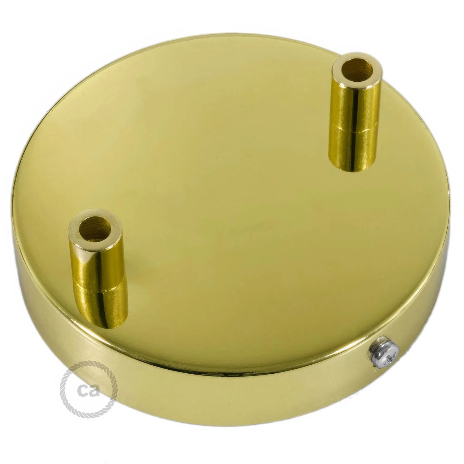 Cylindrical metal ceiling rose kit with 2 holes – Brass - Image 7