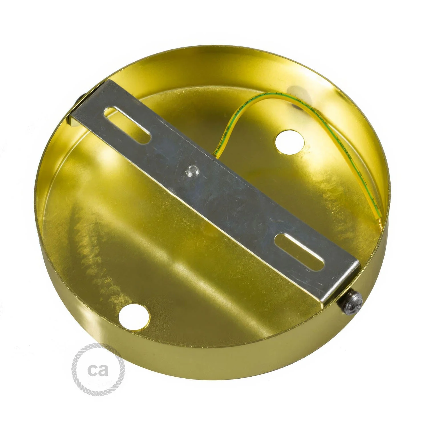 Cylindrical metal ceiling rose kit with 2 holes – Brass - Image 9