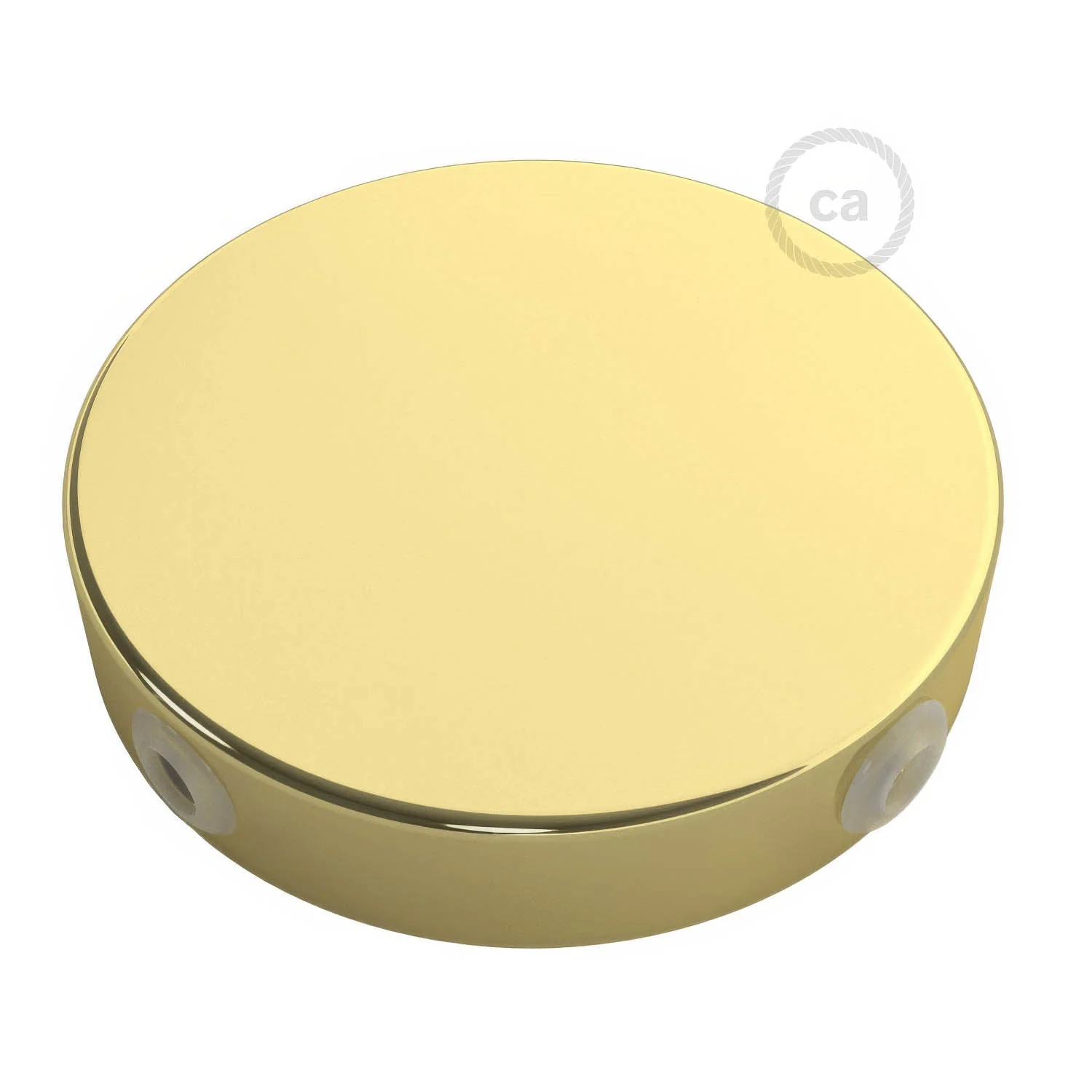 Cylindrical metal ceiling rose kit with 4 side holes (junction box) - Brass - Image 2