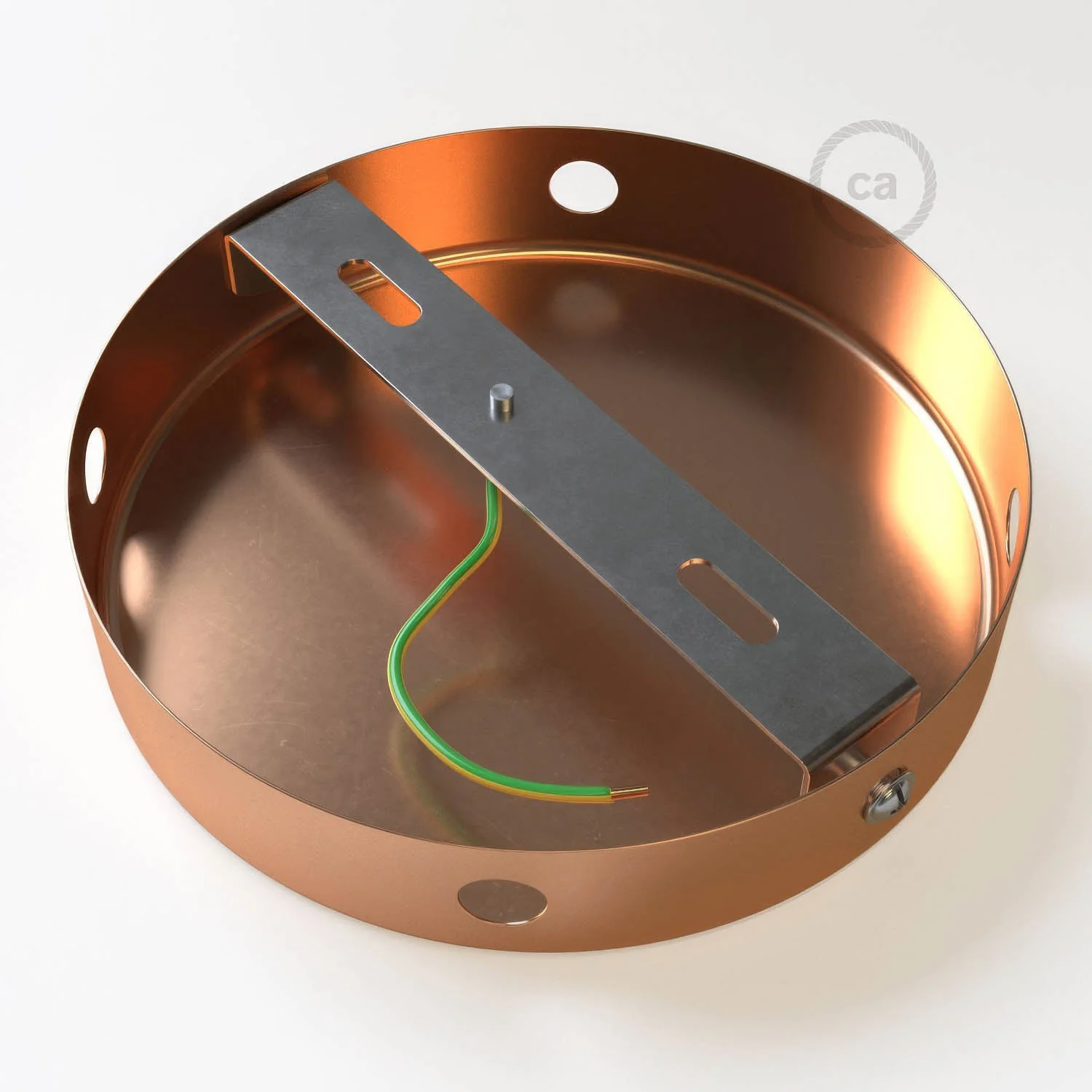 Cylindrical metal ceiling rose kit with 4 side holes (junction box) - Copper - Image 4