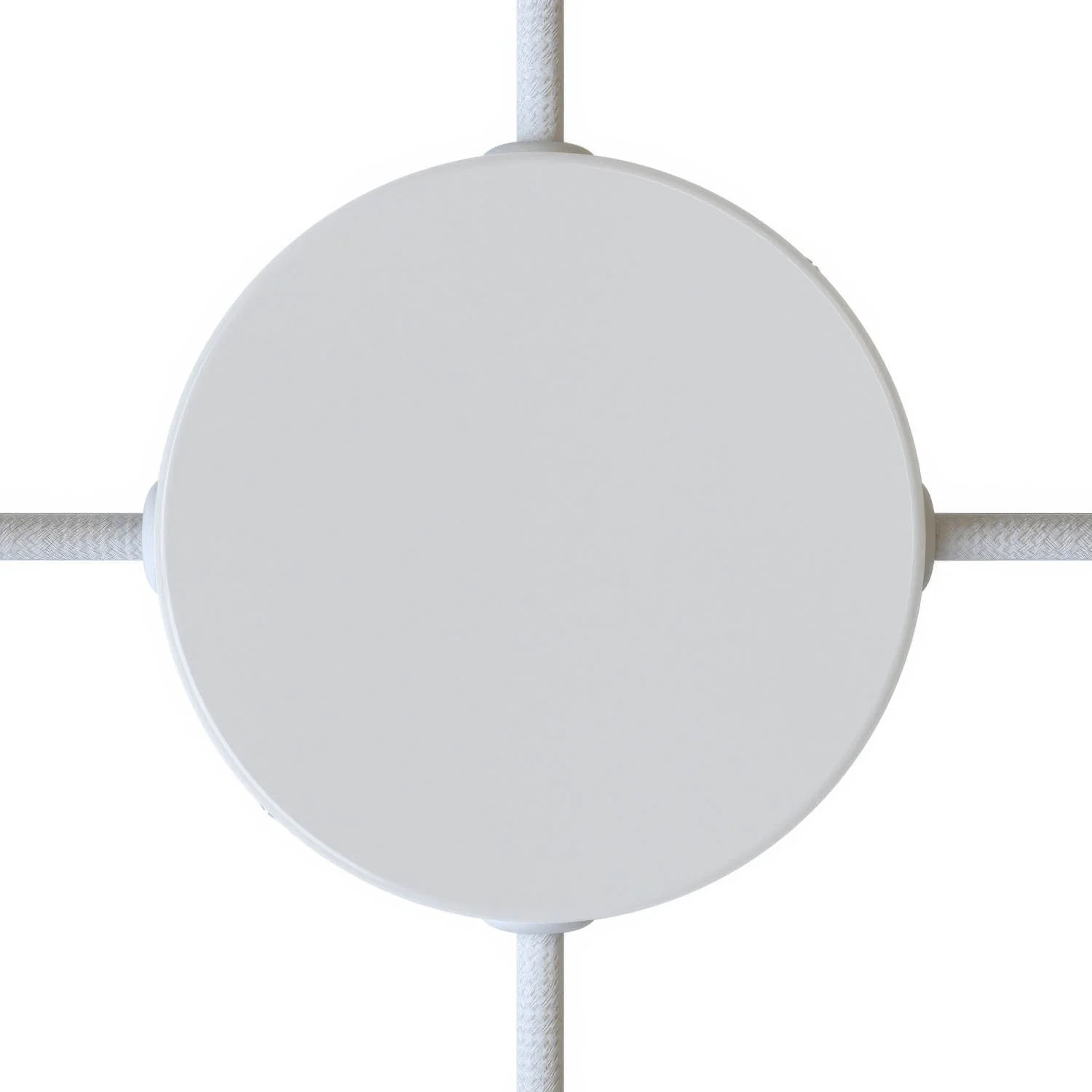 Cylindrical ceiling rose kit in metal with 4 side holes (junction box) - Glossy white