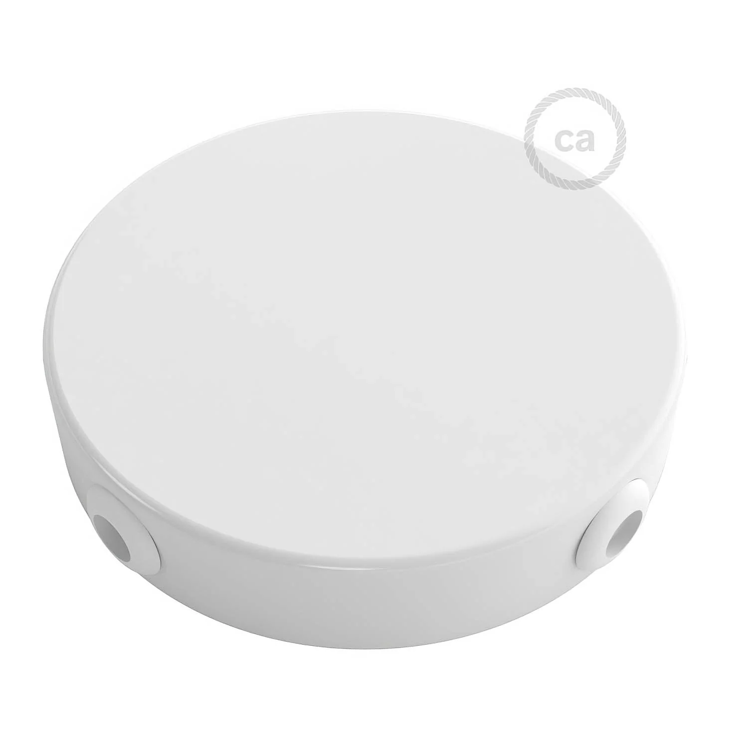 Cylindrical ceiling rose kit in metal with 4 side holes (junction box) - Glossy white - Image 2