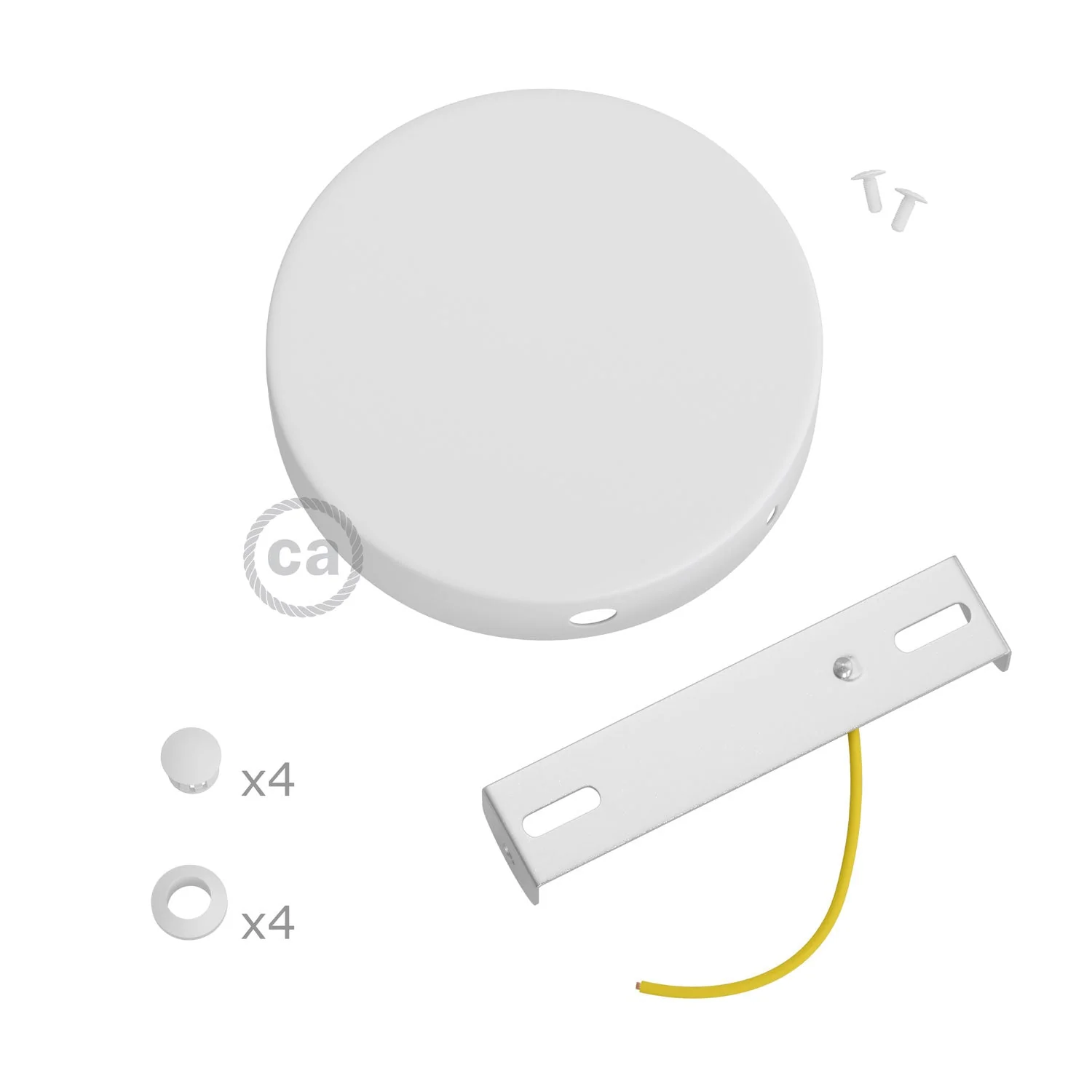 Cylindrical metal ceiling rose kit with 4 side holes (junction box) - Matt white - Image 3
