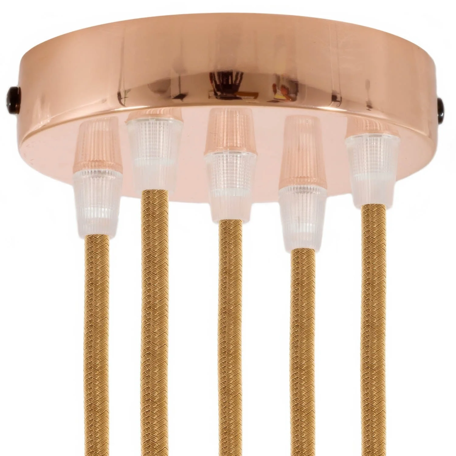 5-hole cylindrical metal ceiling rose kit - Copper