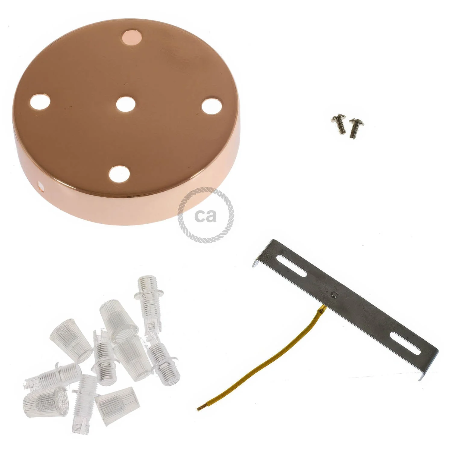 5-hole cylindrical metal ceiling rose kit - Copper - Image 3