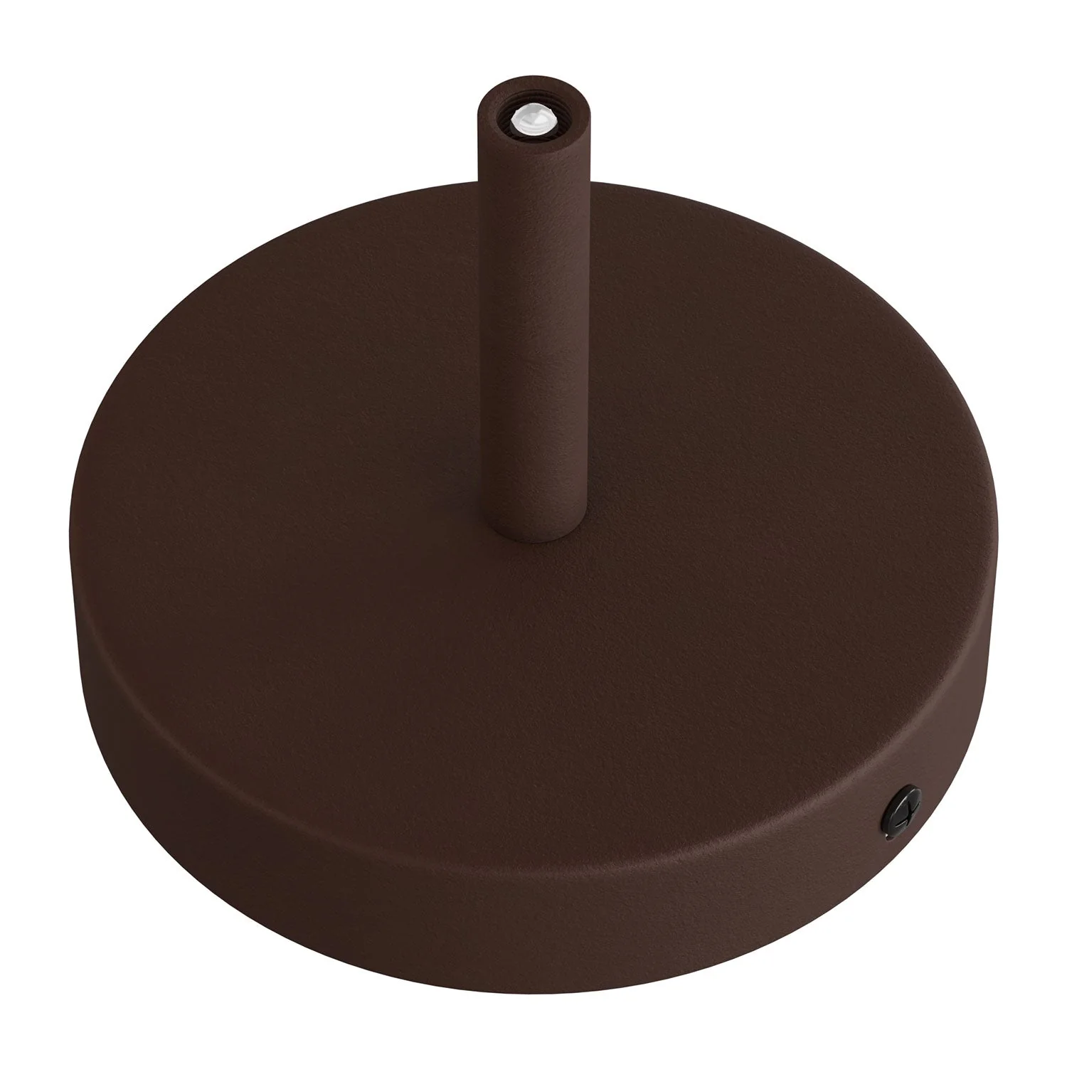 Cylindrical metal ceiling rose kit with 7 cm cable clamp – Dark rust painted - Image 2
