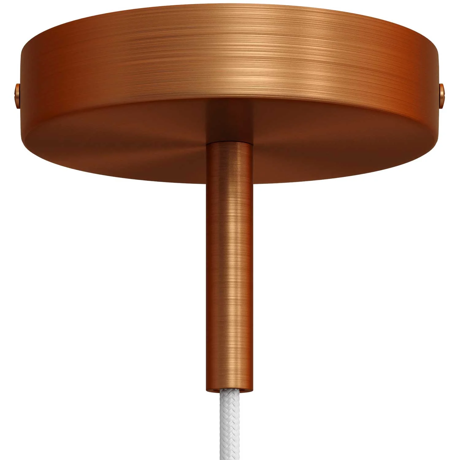 Cylindrical metal ceiling rose kit with 7 cm cable clamp - Satin copper