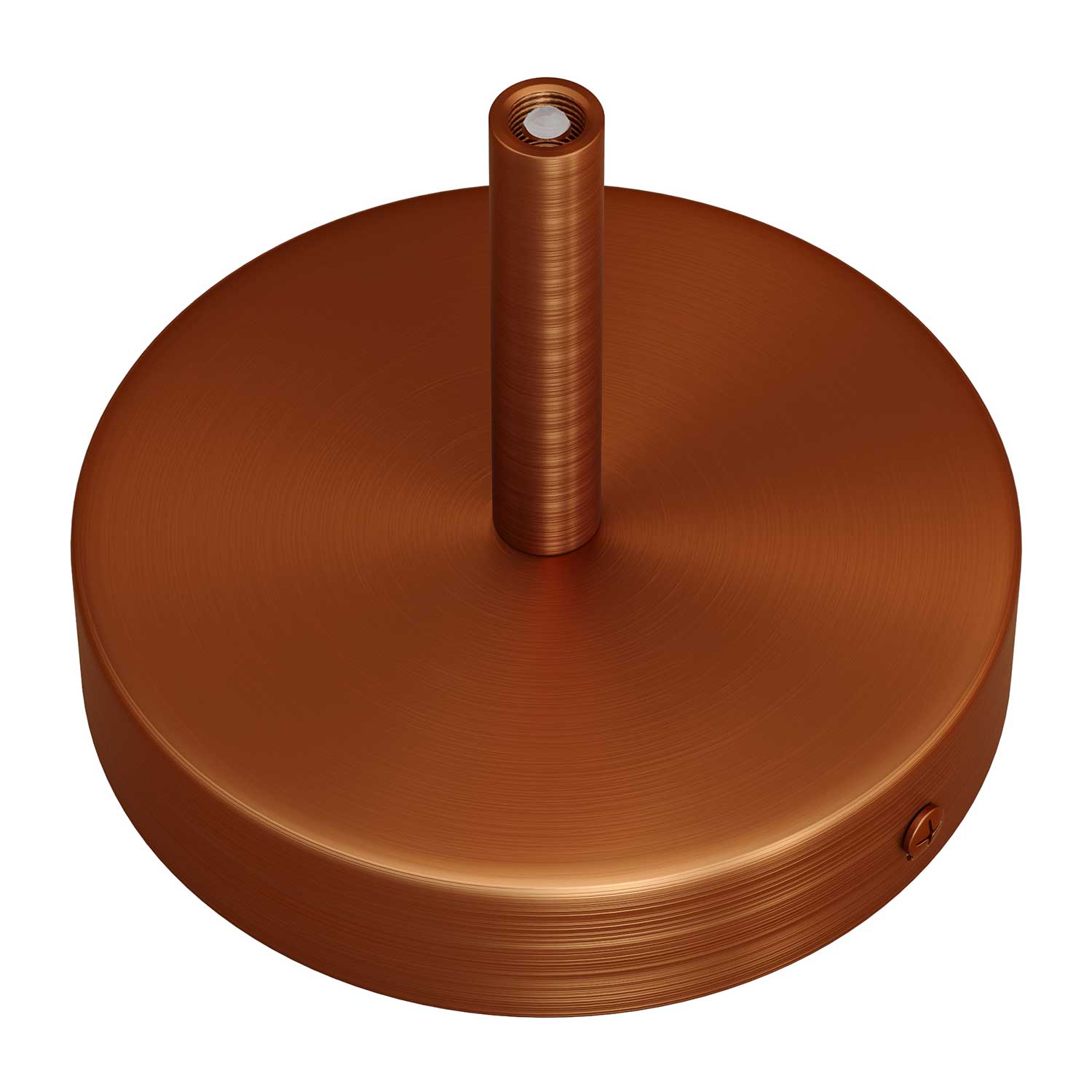 Cylindrical metal ceiling rose kit with 7 cm cable clamp - Satin copper - Image 2