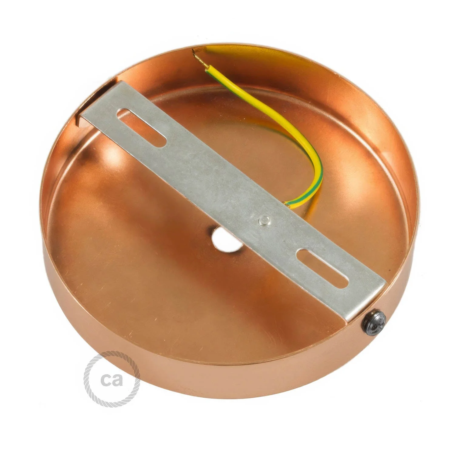 Cylindrical metal ceiling rose kit with 7 cm cable clamp - Satin copper - Image 4