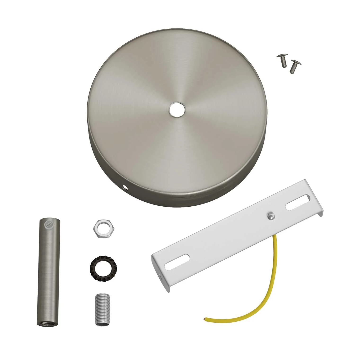 Cylindrical metal ceiling rose kit with 7 cm cable clamp - Satin titanium - Image 3