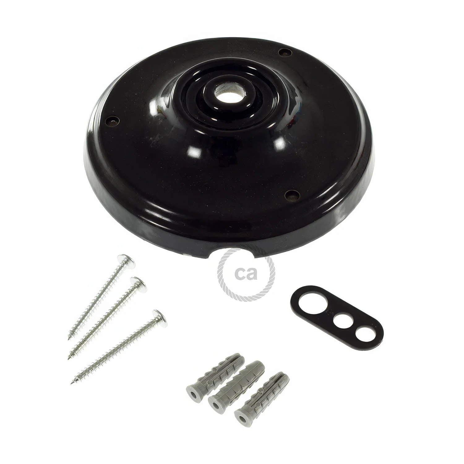 Porcelain ceiling rose kit - Black - Image 3
