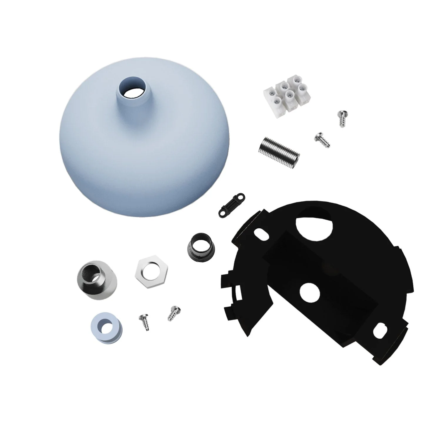 Silicone ceiling rose kit with central hole and provision for side hole - Sugar paper blue - Image 2
