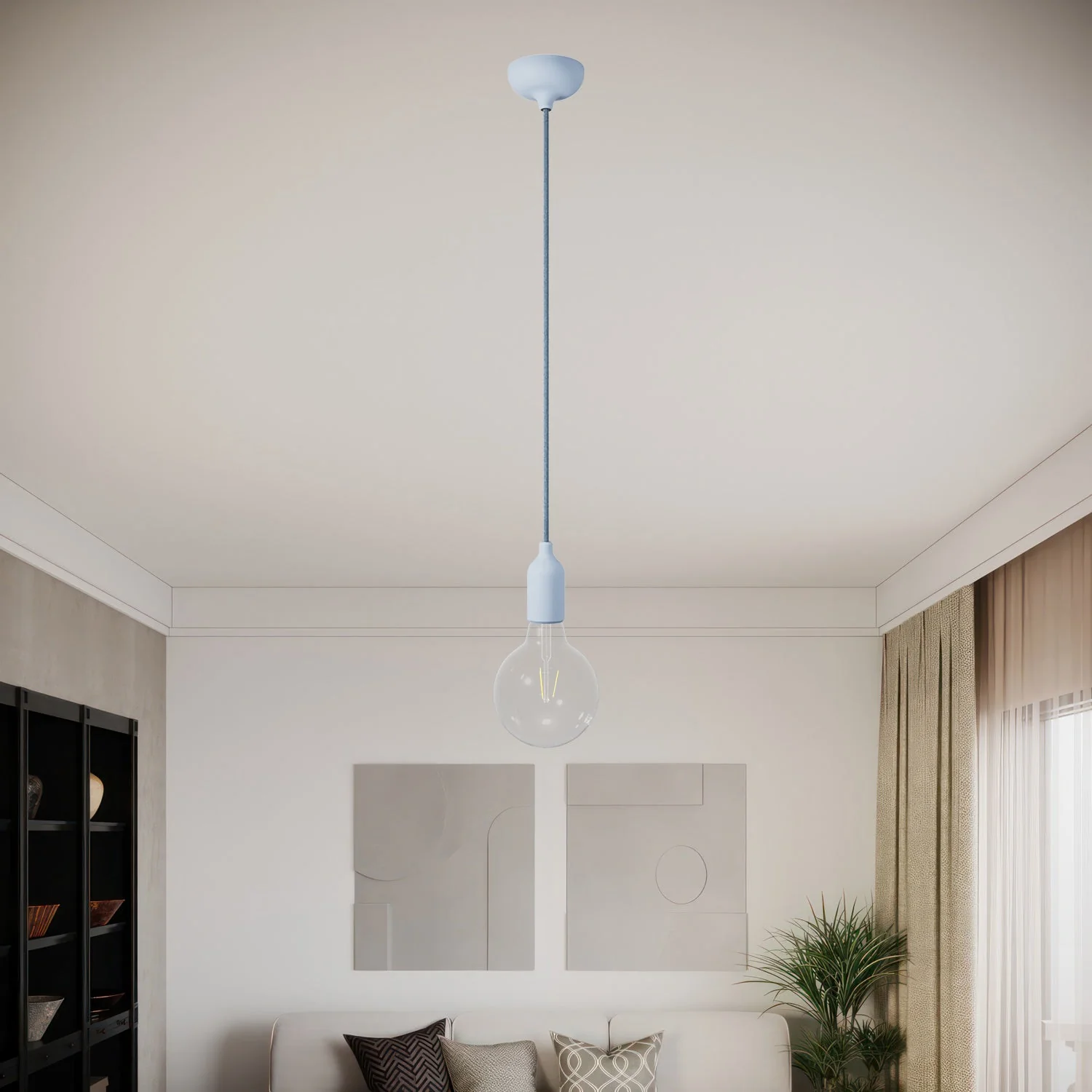 Silicone ceiling rose kit with central hole and provision for side hole - Sugar paper blue - Image 6