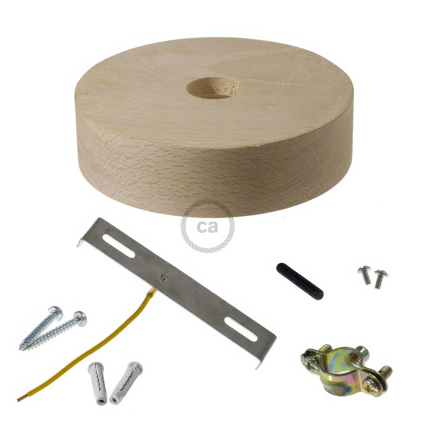 Wooden ceiling rose kit for 2XL cord - Neutral - Image 2