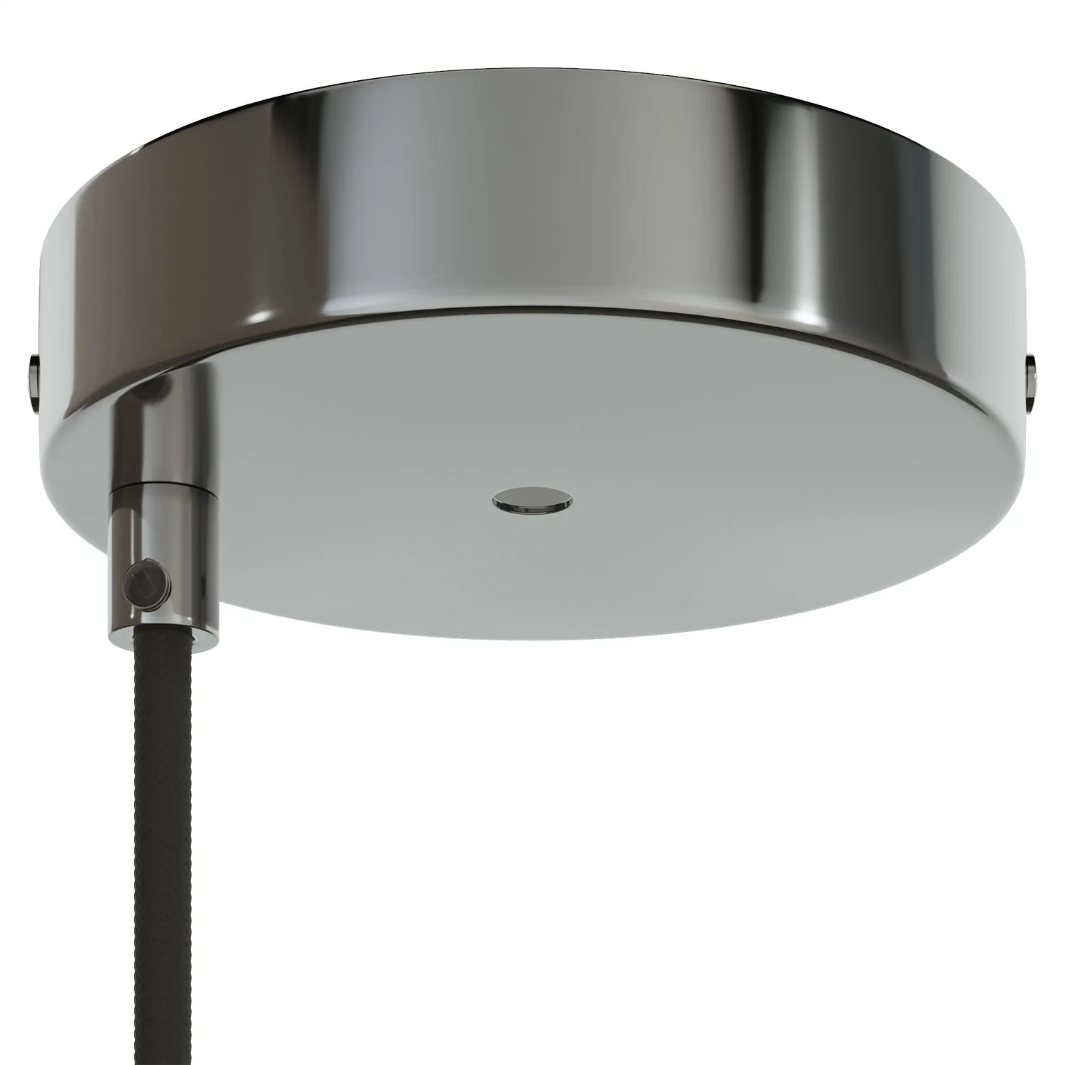 Cylindrical ceiling canopy kit in metal Ø 120 mm with 2 central and offset holes - Chrome